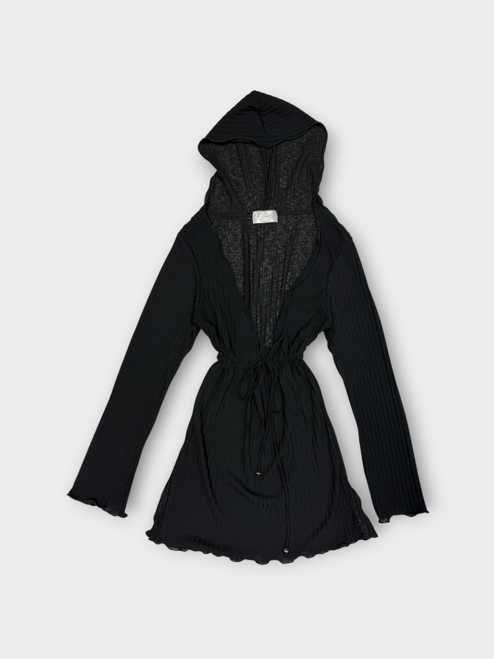 J. VALDI DEEP V-NECK SHEER KNIT COVER-UP DRESS